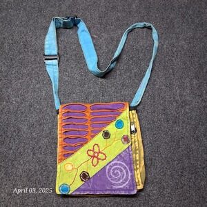 Made in Nepal Boho Indian Purse Small With Shoulder Strap Embroidered Hippie